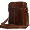 Peterson Hnedá pánska kožená taška cez rameno s púzdrom na kľúče a zlatým kovaním