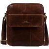 Peterson Hnedá pánska kožená taška cez rameno s púzdrom na kľúče a zlatým kovaním