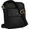 Peterson Čierna pánska kožená taška cez rameno s púzdrom na kľúče a zlatým kovaním