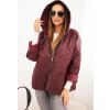 Dámska vínová prešívaná bunda s kapucňou