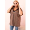 Svetlohnedá dámska viskózová plus size mikina s kapucňou