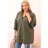 Khaki dámska viskózová plus size mikina s kapucňou