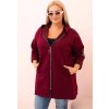 Vínová dámska viskózová plus size mikina s kapucňou
