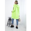 Neónovo zelená dámska pohodlná dlhá mikina na zips s kapucňou