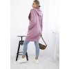 Ružová dámska pohodlná dlhá mikina na zips s kapucňou