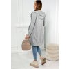 Sivá melanž dámska pohodlná dlhá mikina na zips s kapucňou