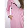Svetloružová dámska pohodlná dlhá mikina na zips s kapucňou