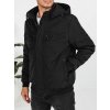 Čierna pánska prešívaná prechodná bunda s kapucňou