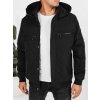 Čierna pánska prešívaná prechodná bunda s kapucňou