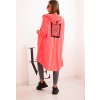 Nenovo ružový dámsky asymetrický kardigán s potlačou na chrbte