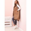 Camel dámska oversize prešívaná vesta s kapucňou na zips