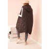 Hnedá dámska oversize prešívaná vesta s kapucňou na zips