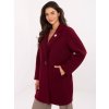 Vínový dámsky krátky kabát s brošňou
