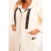 Smotanový štýlový dámsky plus size teddy kabátik na zips s kapucňou