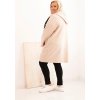 Svetlobéžový štýlový dámsky plus size teddy kabátik na zips s kapucňou
