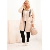 Svetlobéžový štýlový dámsky plus size teddy kabátik na zips s kapucňou