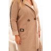 Béžový dámsky plus size teddy kabát s vreckami