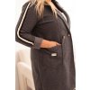 Tmavosivý dámsky plus size teddy kabát s vreckami