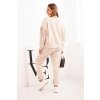 Svetlobéžová dámska viskózová tepláková súprava so strapcami na rukávoch
