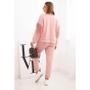 Púdrová dámska viskózová tepláková súprava so strapcami na rukávoch