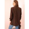 Elegantný dámsky hnedý blejzer bez zapínania