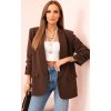 Elegantný dámsky hnedý blejzer bez zapínania