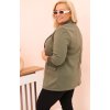 Khaki dámsky viskózový plus size blejzer s klasickým golierom