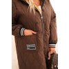 Hnedá dámska plus size prešívaná bunda s kapucňou a manžetami