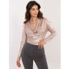 Béžová dámska elegantná lesklá blúzka