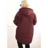 Vínová dámska plus size prešívaná bunda s kapucňou