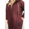 Vínová dámska plus size prešívaná bunda s kapucňou