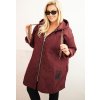 Vínová dámska plus size prešívaná bunda s kapucňou