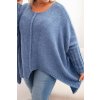Modrý dámsky asymetrický plus size pletený sveter