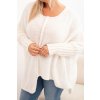 Smotanový dámsky asymetrický plus size pletený sveter