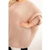 Púdrovo ružový dámsky pletený plus size sveter s prímesou mohéru