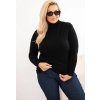 Čierny dámsky plus size sveter klasického strihu z viskózy