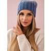 Modrá dámska zimná čiapka s brmbolcom