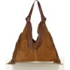 MARCO MAZZINI Hnedá semišová shopper kabelka so strapcami