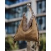 MARCO MAZZINI Béžová taupe semišová shopper kabelka so strapcami