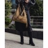 MARCO MAZZINI Béžová taupe semišová shopper kabelka so strapcami