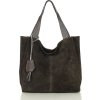 MARCO MAZZINI Tmavohnedá semišová shopper kabelka