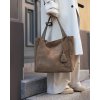 MARCO MAZZINI Béžová taupe semišová shopper kabelka