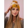 Horčicová dámska čiapka s flitrami