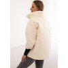 Smotanová dámska prešívaná bunda so stojačikom a elastickými manžetami