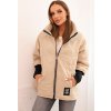 Béžová dámska prešívaná bunda so stojačikom a elastickými manžetami