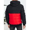 Čierno-červená pánska zimná prešívaná bunda s kapucňou