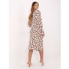 Smotanové dámske vzorované midi šaty z viskózy s ramennými vypchávkami