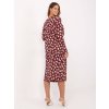 Vínové dámske vzorované midi šaty z viskózy s ramennými vypchávkami