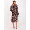 Hnedé dámske vzorované midi šaty z viskózy s ramennými vypchávkami
