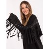 Čierna dámska viskózová mikina so strapcami